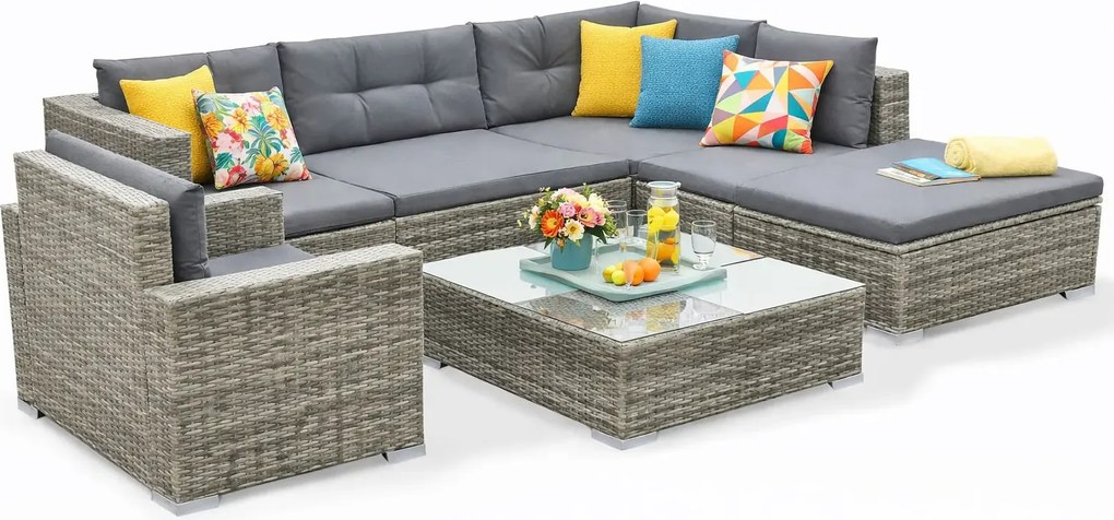 Zestaw szarych mebli ogrodowych technorattanowych L5-Z81