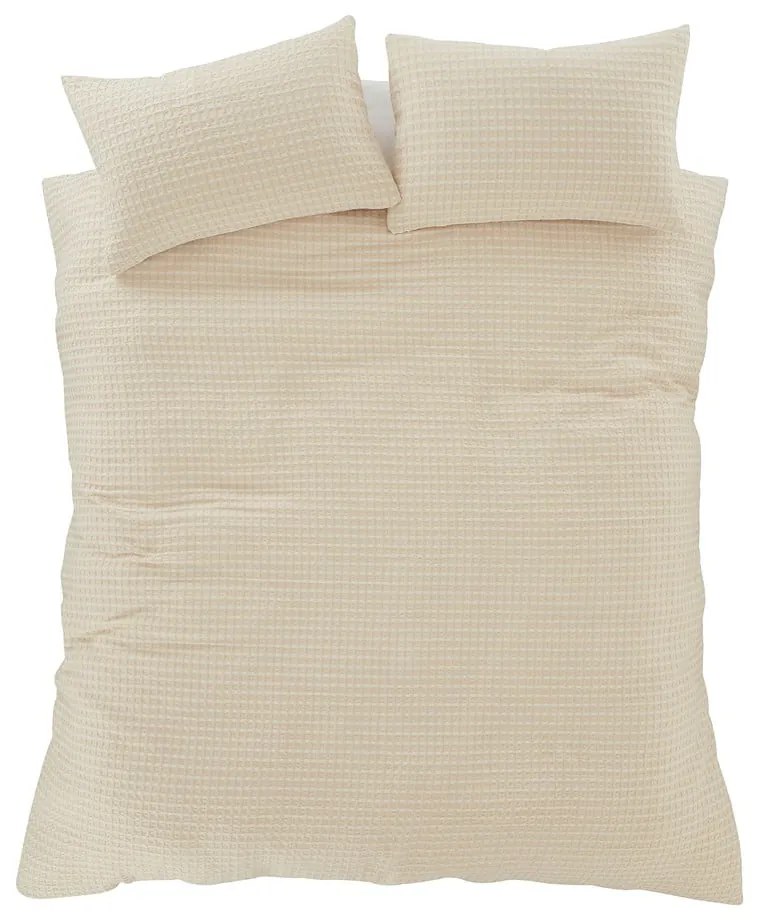 Beżowa pościel dwuosobowa 230x220 cm Muscat Waffle – Pineapple Elephant