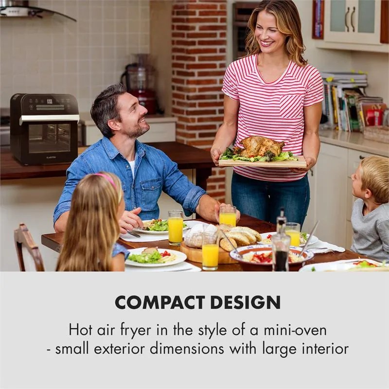 Klarstein AeroVital Cube 1600W 12L Piekarnik Elektryczny z Termoobiegiem Czarna