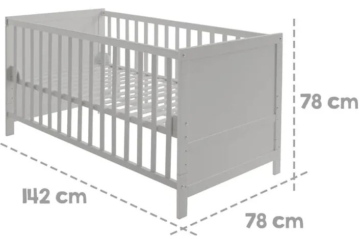Jasnoszare łóżeczko z baldachimem 70x140 cm Sternenzauber – Roba