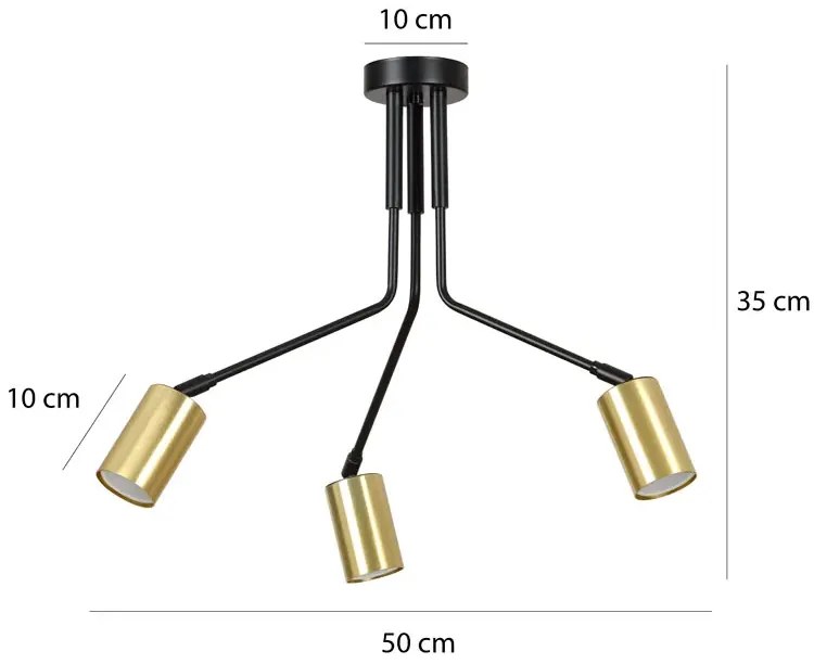 Czarna potrójna loftowa lampa sufitowa - D059-Rafio