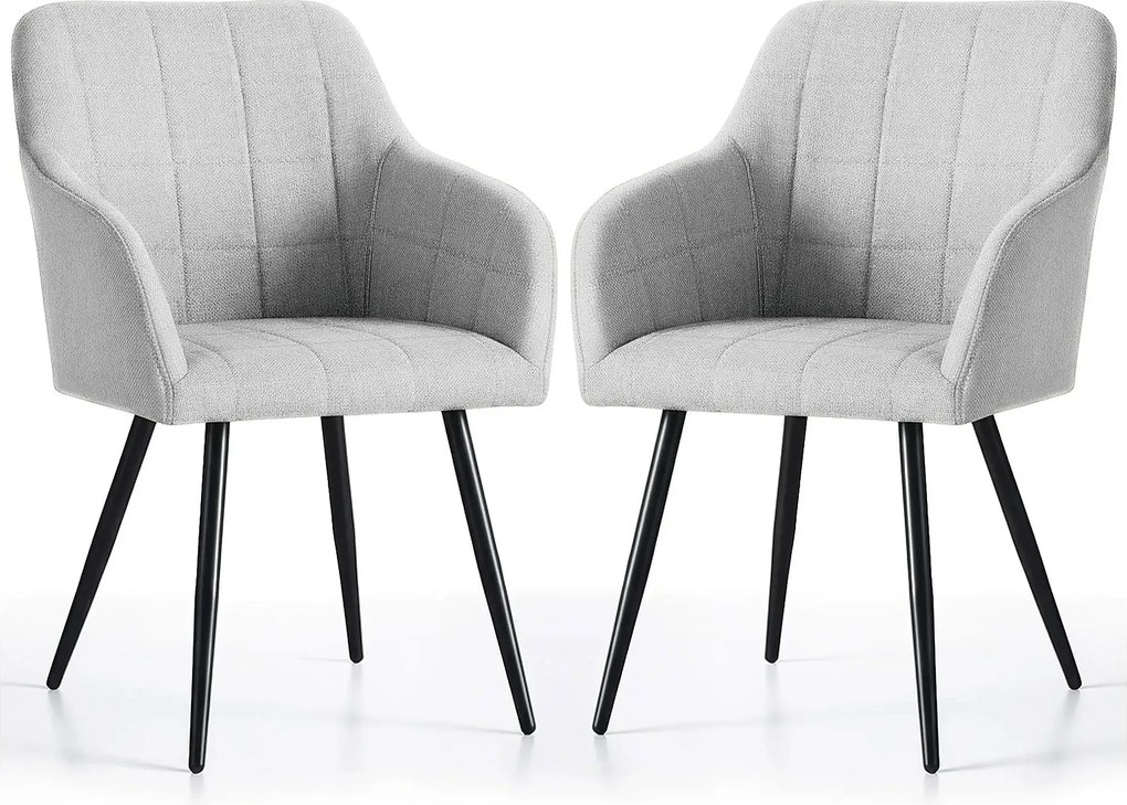 Zestaw 2 szarych krzeseł pikowanych K3-W75