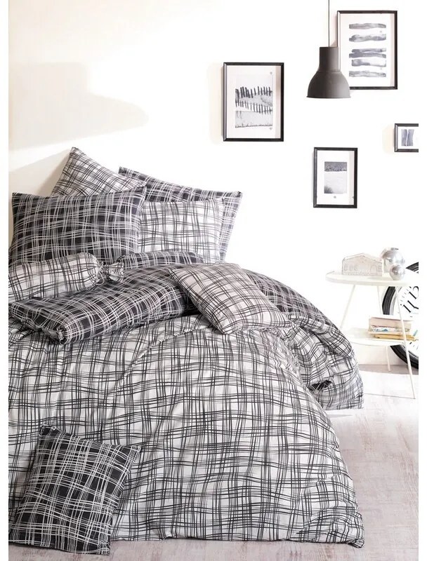 BedTex Bawełniana pościel Straw czarna, 220 x 200cm, 2 szt. 70 x 90 cm