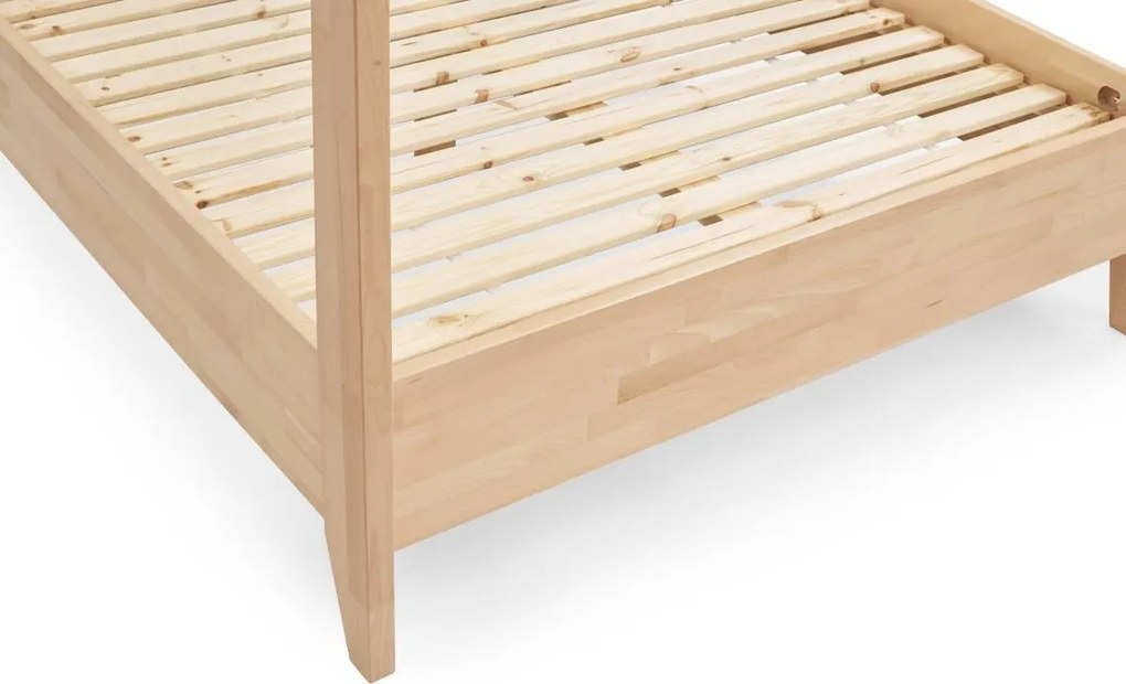 Bukowe łóżko sypialniane ze stelażem na baldachim Canopy