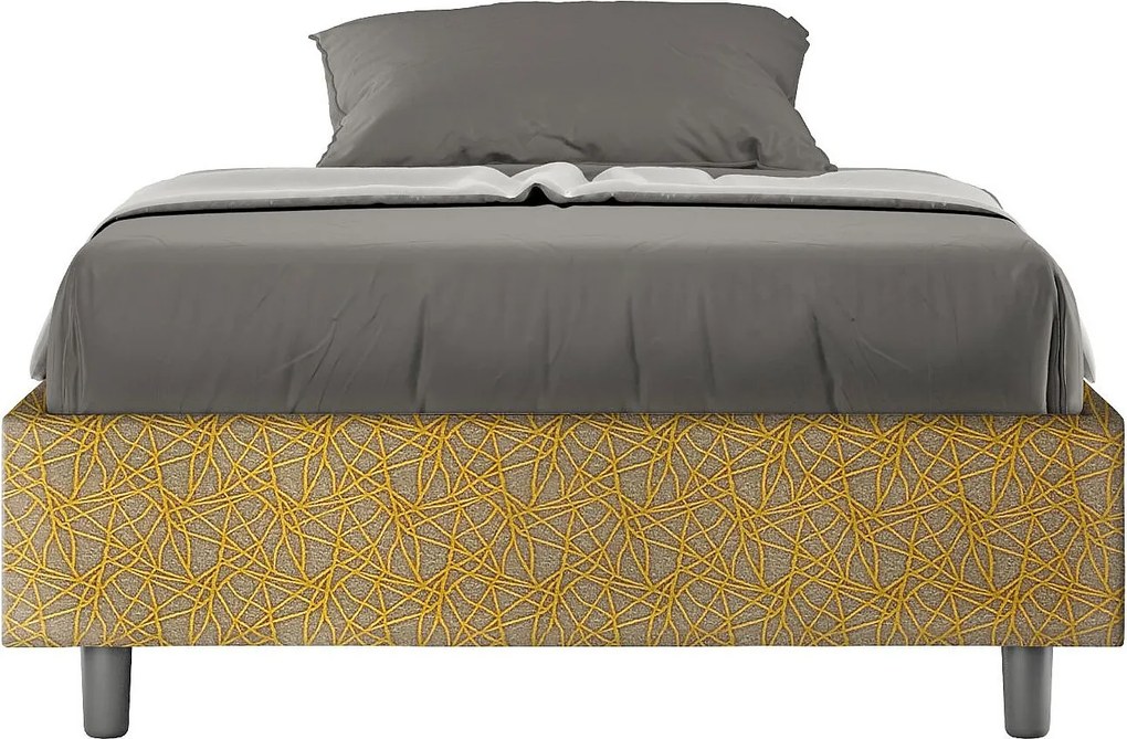 Łóżko wyposażone w stelaż z listwami tapicerowane 120x210 tkaniny Era 6 żółty Azelia