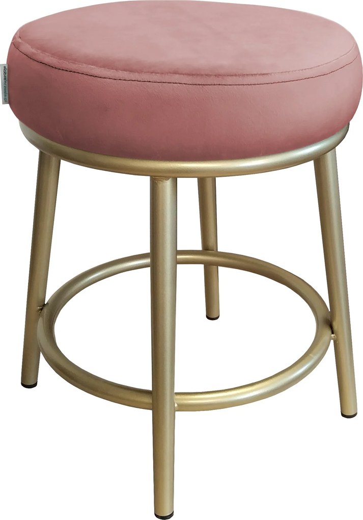 Taboret Ben tkanina Welur stelaż metalowy STOŁEK LOFT : Kolor Stelaża - Złoty, Kolor tkaniny - VELVET - MG58, Typ tkaniny - Velvet