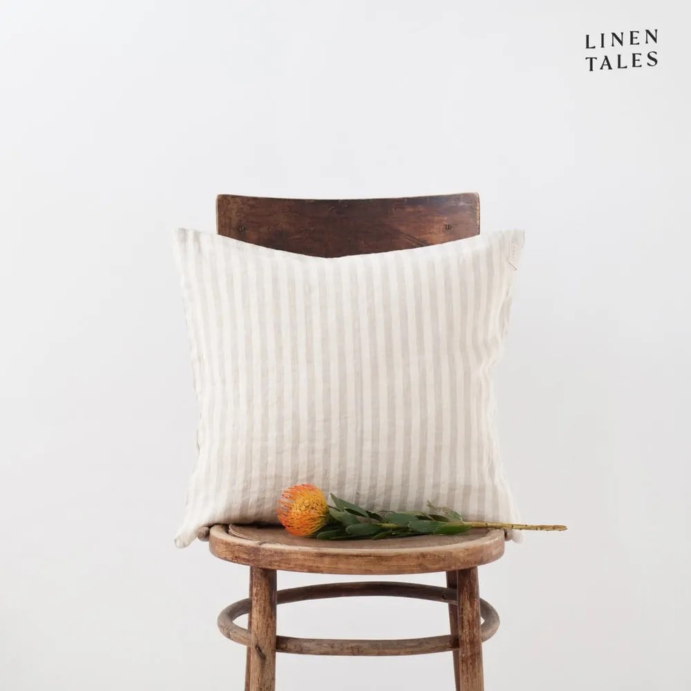 Lniana poszewka na poduszkę 45x45 cm Natural White Stripes – Linen Tales