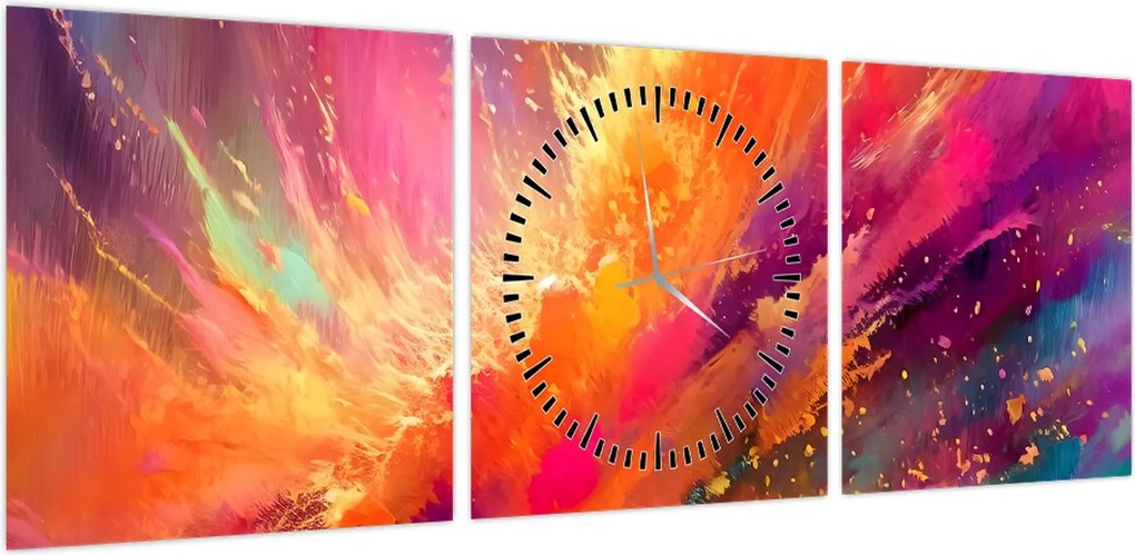 Obraz - Dynamiczna abstrakcja (z zegarem) (90x30 cm)