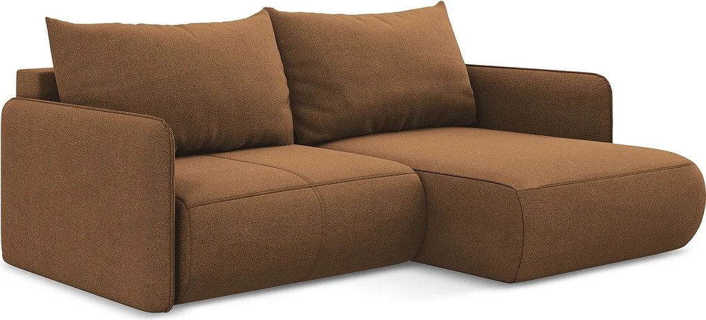 Narożnik prawostronny z funkcją spania - z tkaniny strukturalnej - terakota - NANEA