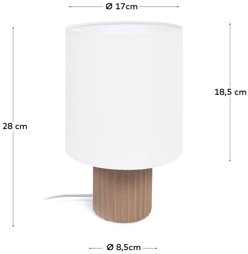 Biało-naturalna lampa stołowa z tekstylnym kloszem (wys. 28 cm) Eshe – Kave Home
