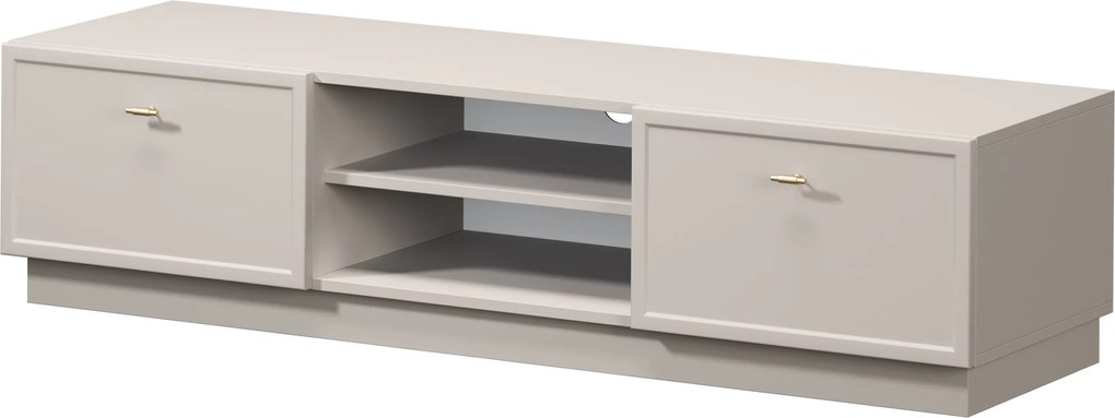 Szafka RTV Lorini 150 cm z szufladami - kaszmir / złote uchwyty T-bar