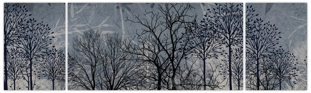 Obraz - Sylwetki drzew z liśćmi (170x50 cm)