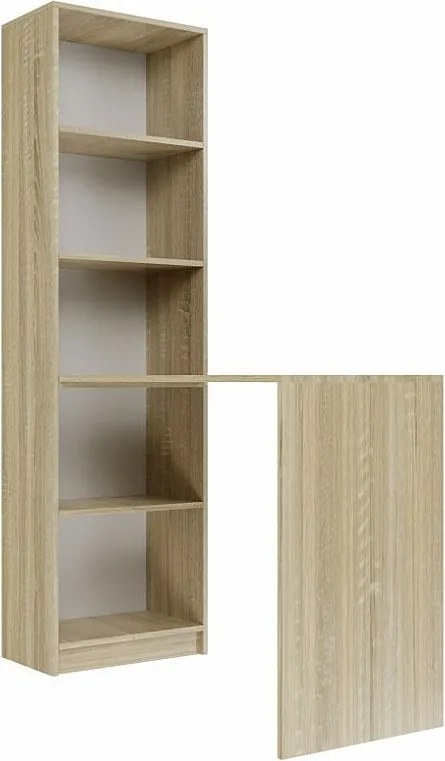 Komplet Biurko z Regałem Onyx R50  | Dąb Sonoma | 50x125x182 cm | Biurko i Regał