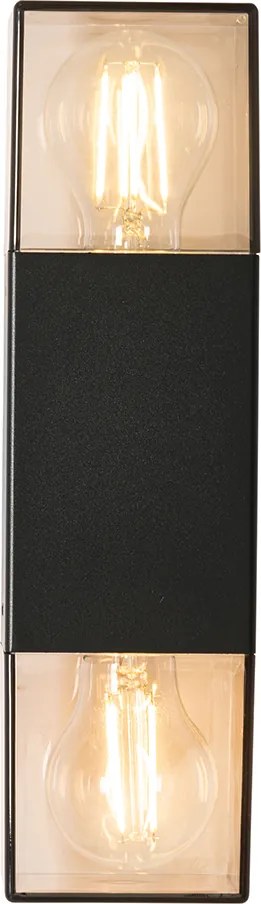 Lampa ścienna zewnętrzna czarna z przydymionym kloszem 2-światłowa IP44 - Denmark