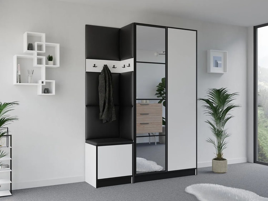 Garderoba EDEN 13 Biały + Ekoskóra Czarna