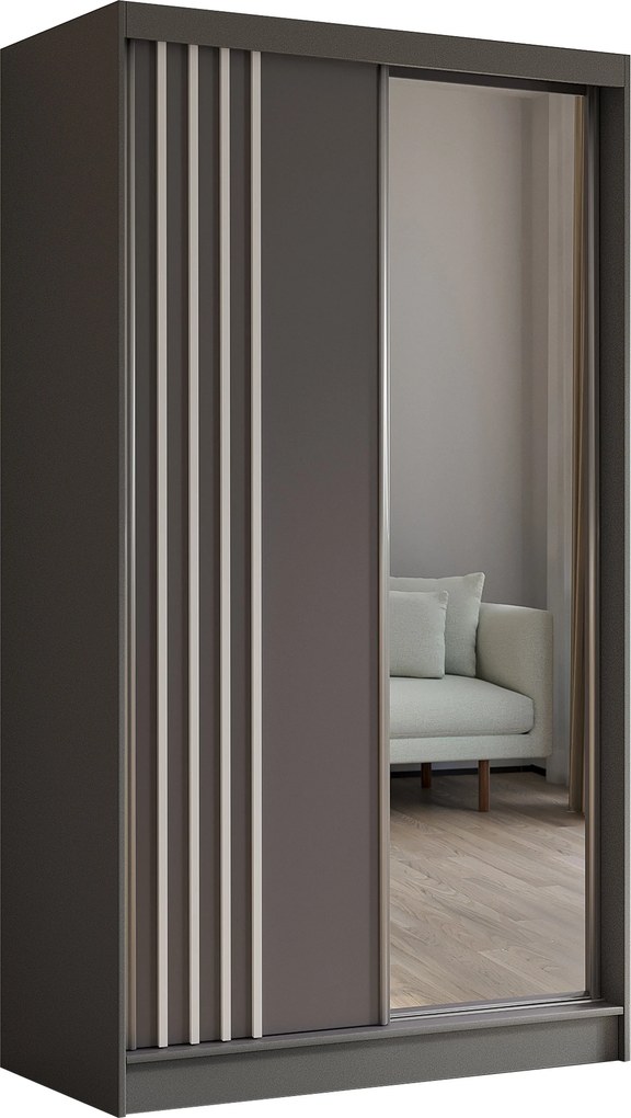 Szafa NELVIA - Szary / Lamele Białe / Bez szuflad / 120 cm