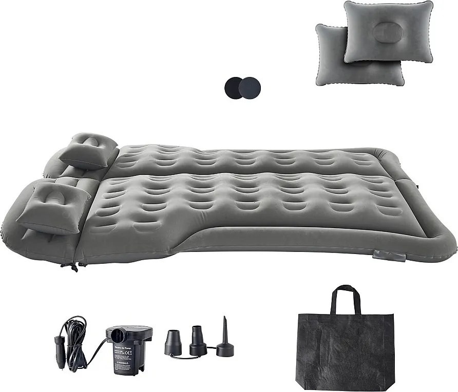 Materac Nadmuchiwany, SucceBuy Nadmuchiwany Materac Samochodowy Kocyk do Spania z Pompą Powietrzną Szary