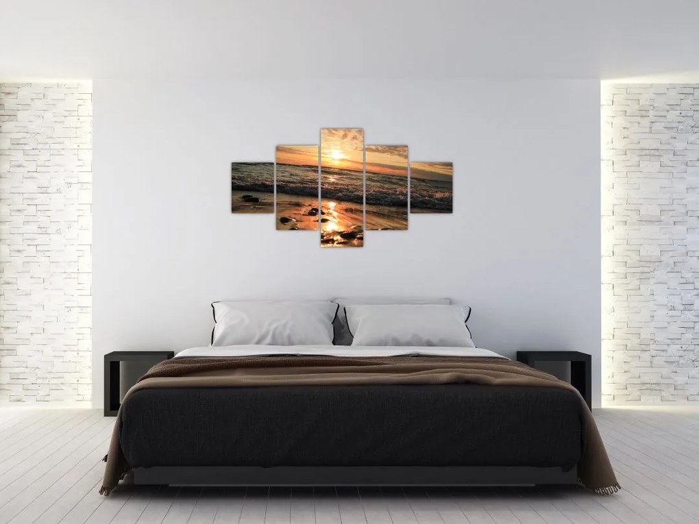 Obraz - Zachód słońca nad oceanem (125x70 cm)
