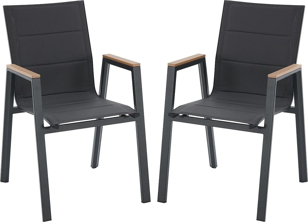 Zestaw 2 sztaplowanych  foteli ogrodowych z aluminium i textilenu - Antracyt - LIOUS od MYLIA