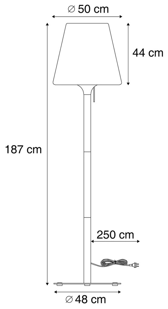 Zewnetrzna Nowoczesna lampa podłogowa zewnętrzna czarna z białym kloszem IP44 - Big Virginia Nowoczesny Oswietlenie zewnetrzne
