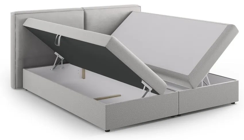 Jasnoszare łóżko boxspring ze schowkiem 180x200 cm Arendal – Cosmopolitan Design