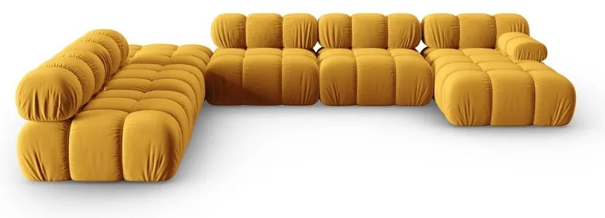 Żółta aksamitna sofa 379 cm Bellis – Micadoni Home