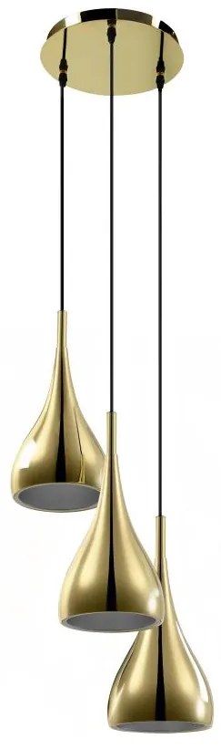 Lampa sufitowa z błyszczącego złotego metalu 3 klosze - szer. 36 x wys. 138 cm - OSARA