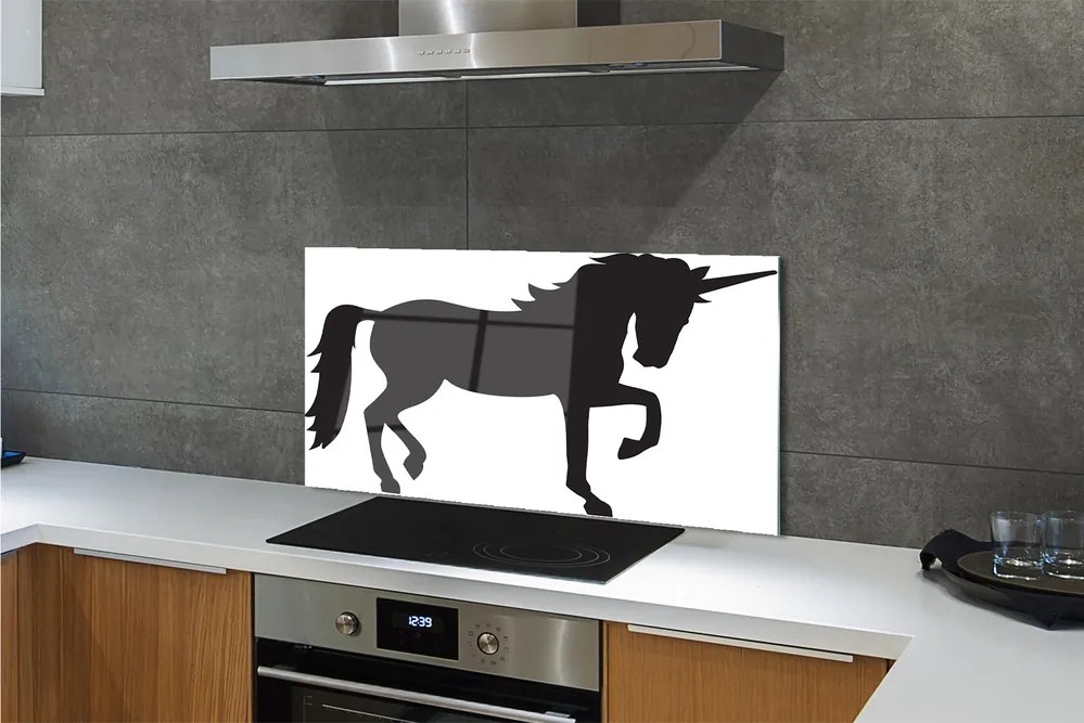 Panel szklany do Kuchni Mistyczny Czarny Jednorożec