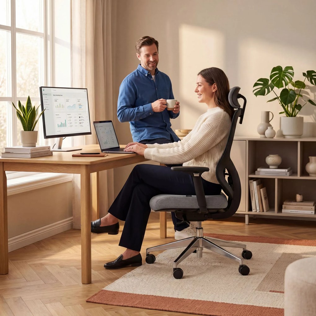 Fotel biurowy ergonomiczny z siatką ciemnoszary: AXIS