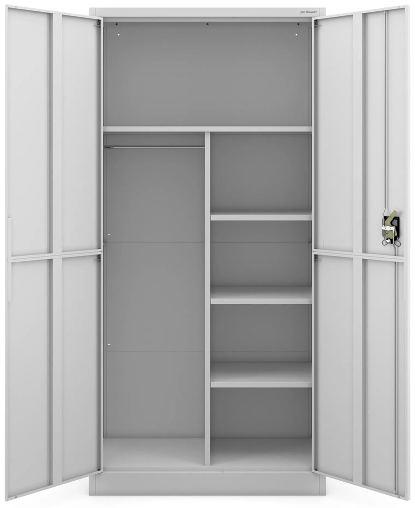 Szafa metalowa wielofunkcyjna z drążkiem szara, 900x1850x400 mm: DAWID