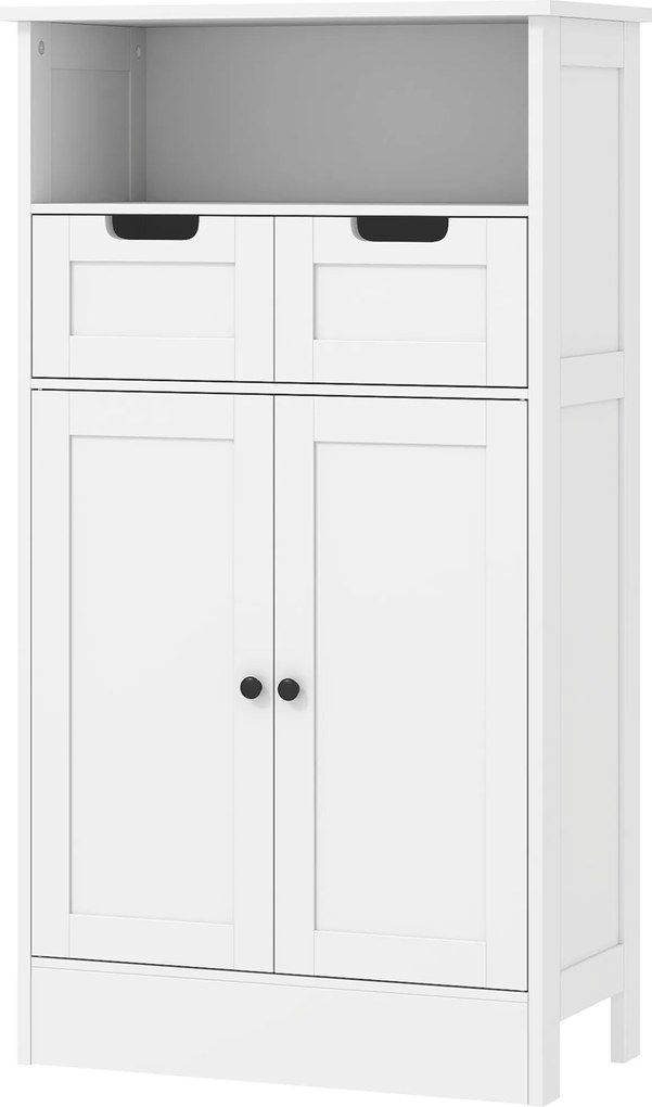 kleankin Szafka łazienkowa z 2 szufladami, drzwiami, 60 x 30 x 109 cm, Biały