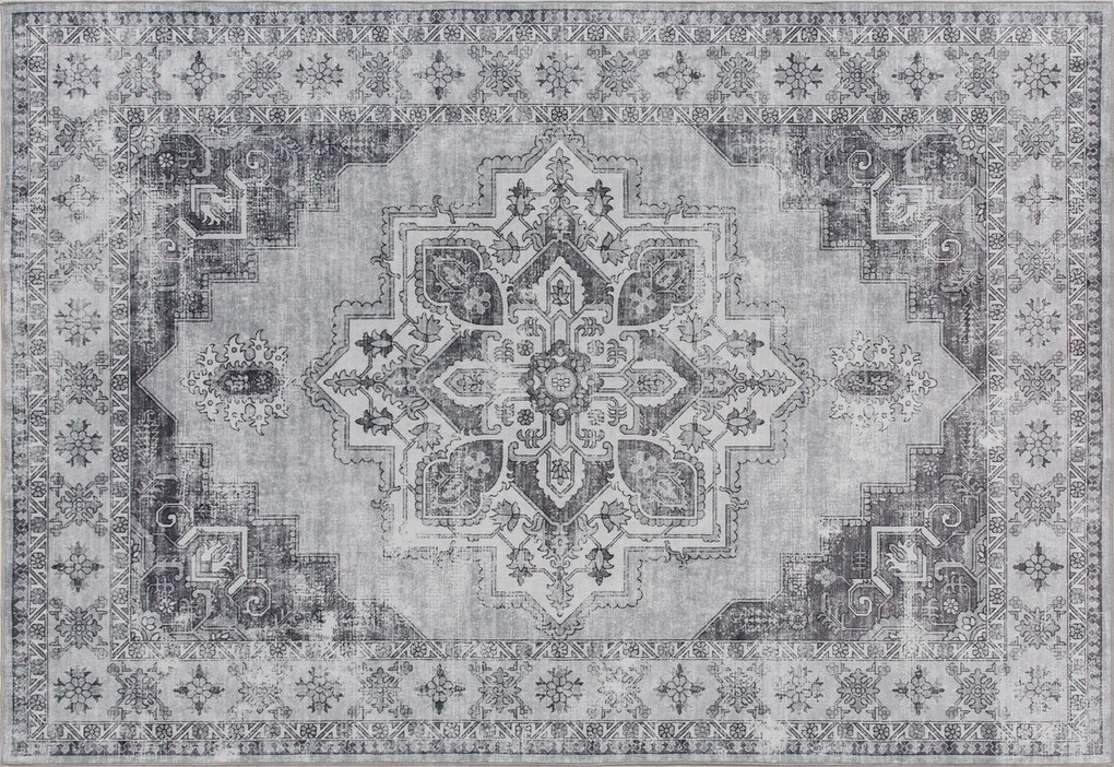 HOMCOM Dywan Pralny Antypoślizgowy Dywan do Salonu z Flanelowym Wykończeniem, 230 x 160 cm, Szary | Aosom PL