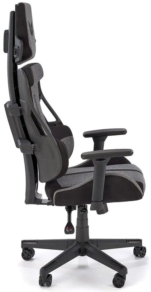 Popielato-czarny fotel gamingowy z regulacją siedziska P6-W62