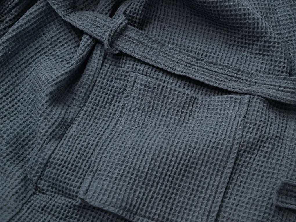 Szlafrok waflowy z kapturem SPAFFLE, ciemnoszary Wielkość: L/XL