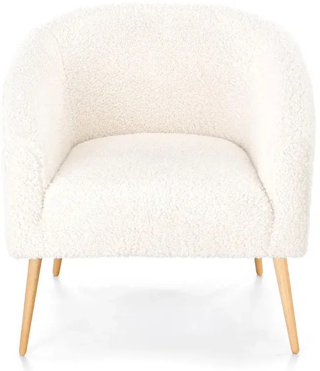 Nowoczesny boucle fotel wypoczynkowy kremowy+naturalny C2-F70
