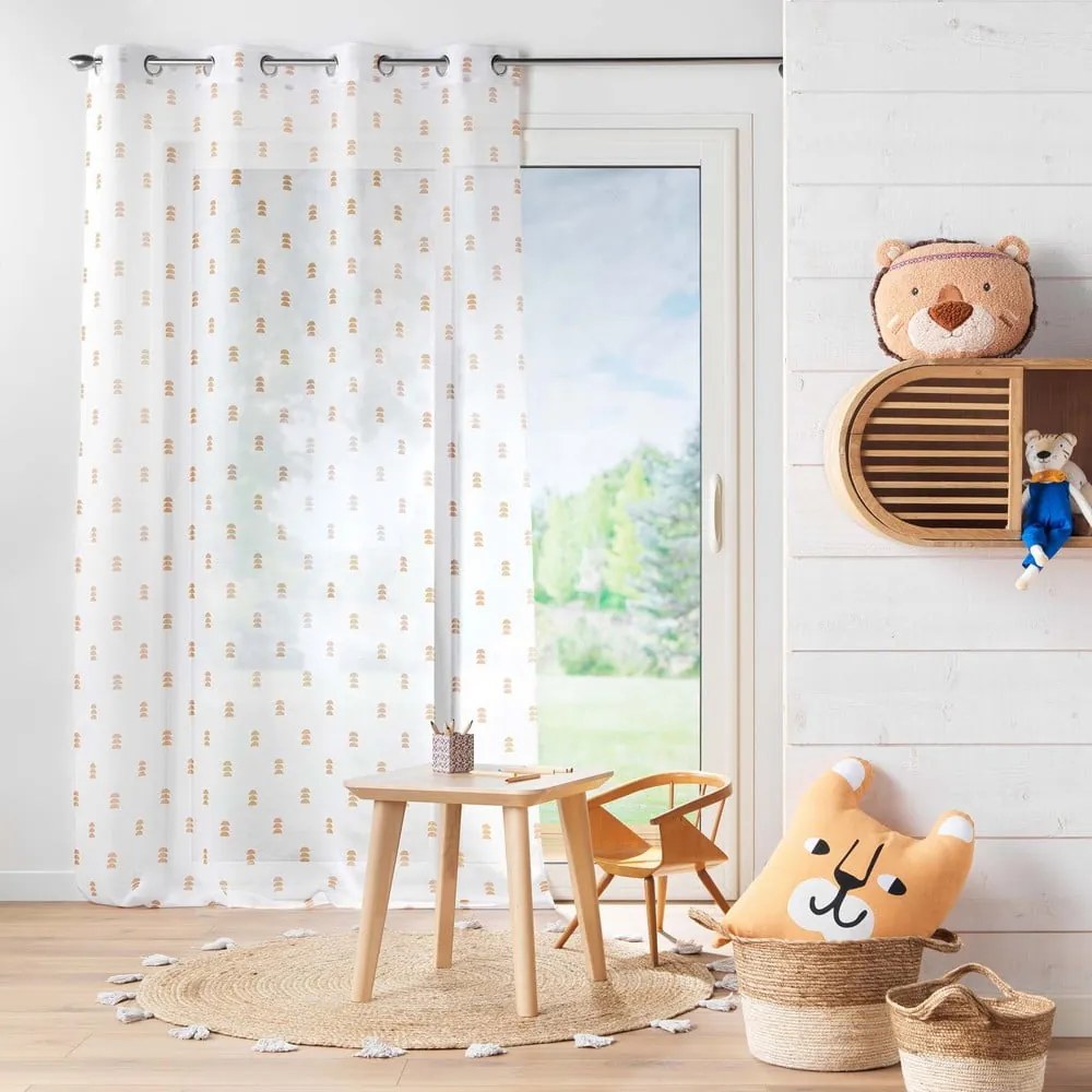 Żółto-biała firanka z woalu 140x240 cm Geokid – douceur d'intérieur