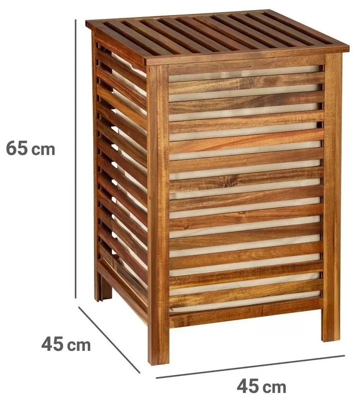 Drewniany kosz na pranie z pokrywą FONDI, wys. 65 cm