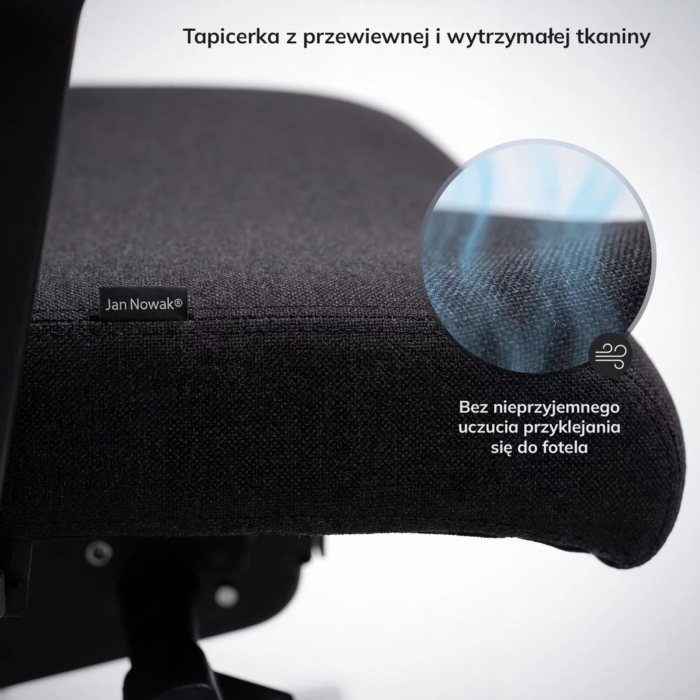 Fotel biurowy ergonomiczny obrotowy z siatkowym oparciem czarny: VECTOR