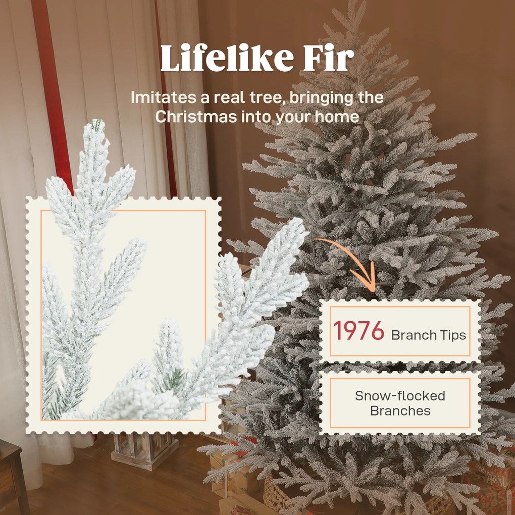 HOMCOM Sztuczna choinka 180 cm z efektem śniegu, 1976 końcówek do wnętrz | Aosom PL