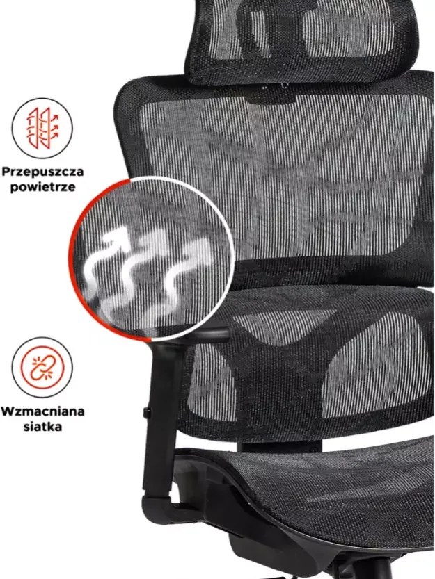 Ergonomiczny fotel Idylla z regulacją zagłówka i podłokietników