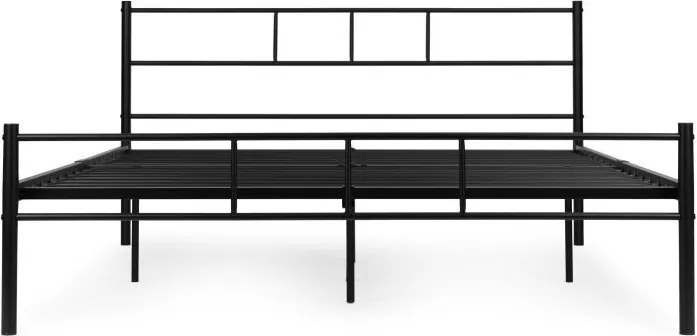 Czarne łóżko metalowe, dwuosobowe Kingsley 65A, 140x200 cm