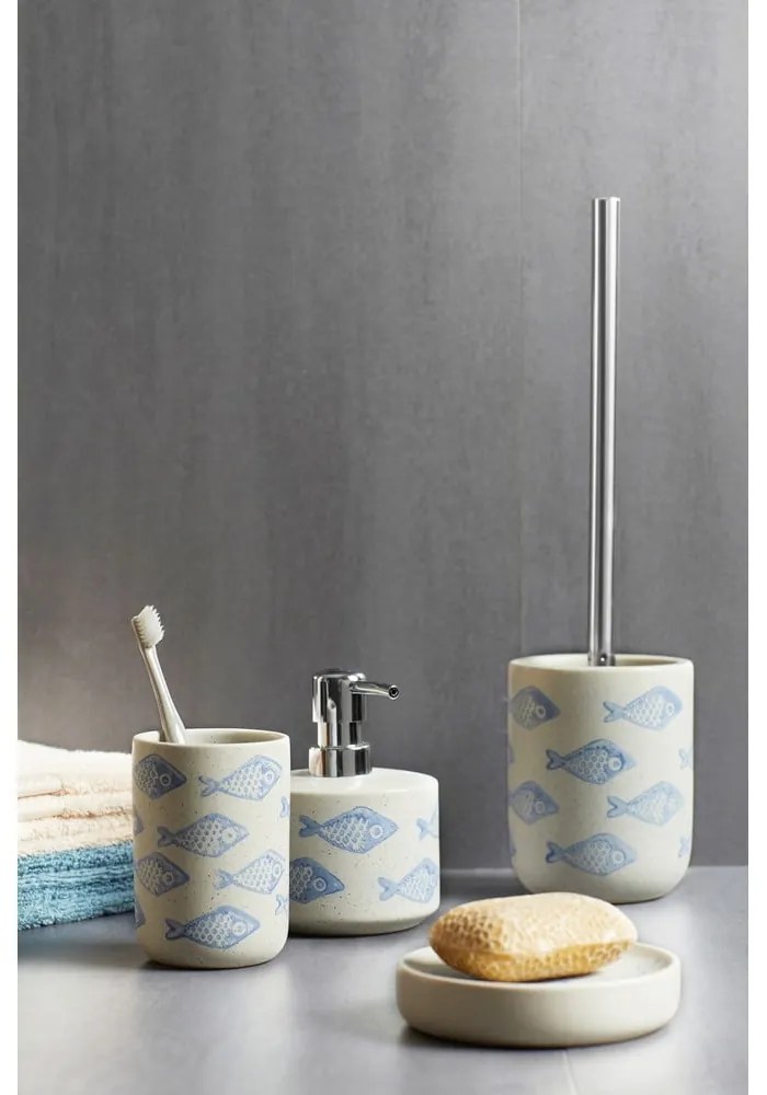 Niebiesko-biały ceramiczny dozownik do mydła Wenko Aquamarin, 475 ml