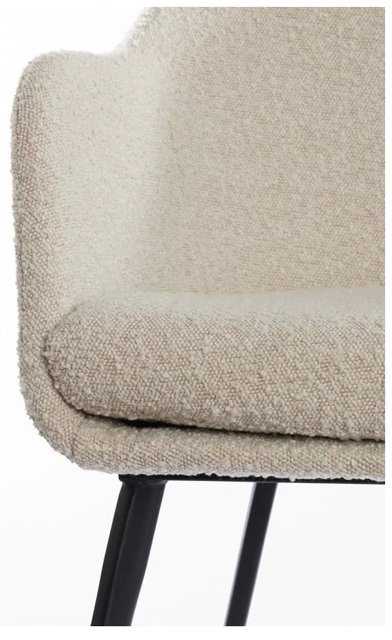 Kremowy tapicerowany fotel jadalniany z podłokietnikami Leone – Light &amp; Living