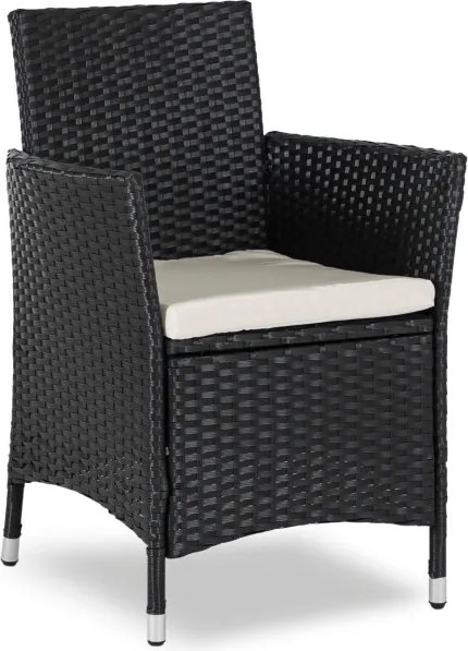 Zestaw Mebli Ogrodowych POMONA Czarny/Beżowy 8 Krzeseł Stół Tarasowy Technorattan Nowoczesny