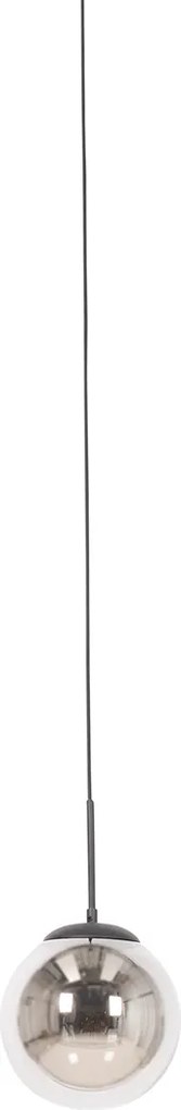 Lampa wisząca Art Deco czarna z przydymionym szkłem z adapterem do szyny 1-fazowej - Iconic Flore