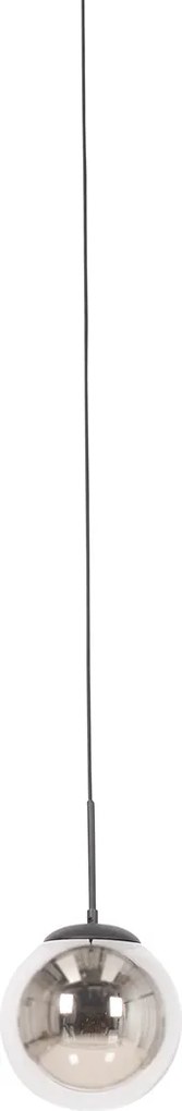 Lampa wisząca Art Deco czarna z przydymionym szkłem z adapterem szynowym 1-fazowym - Iconic Flore