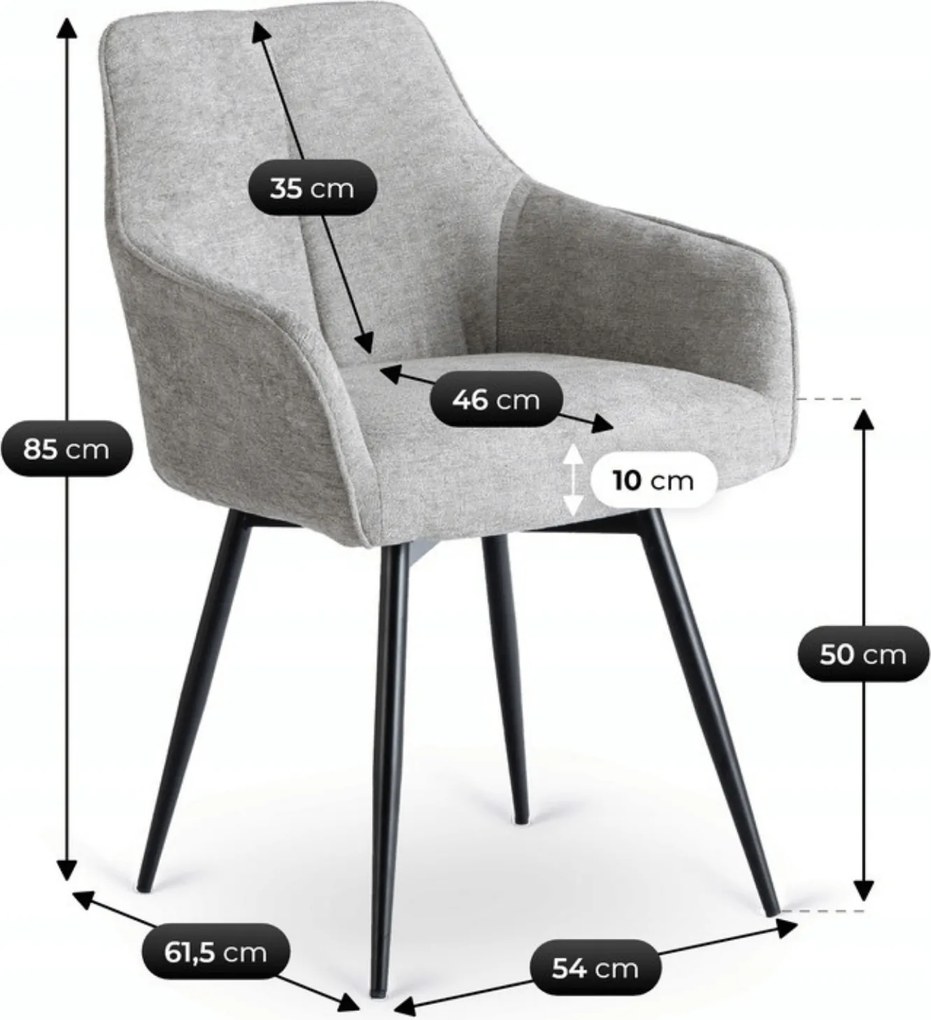 Krzesło Tapicerowane do Salonu PALMA Szare Nowoczesne