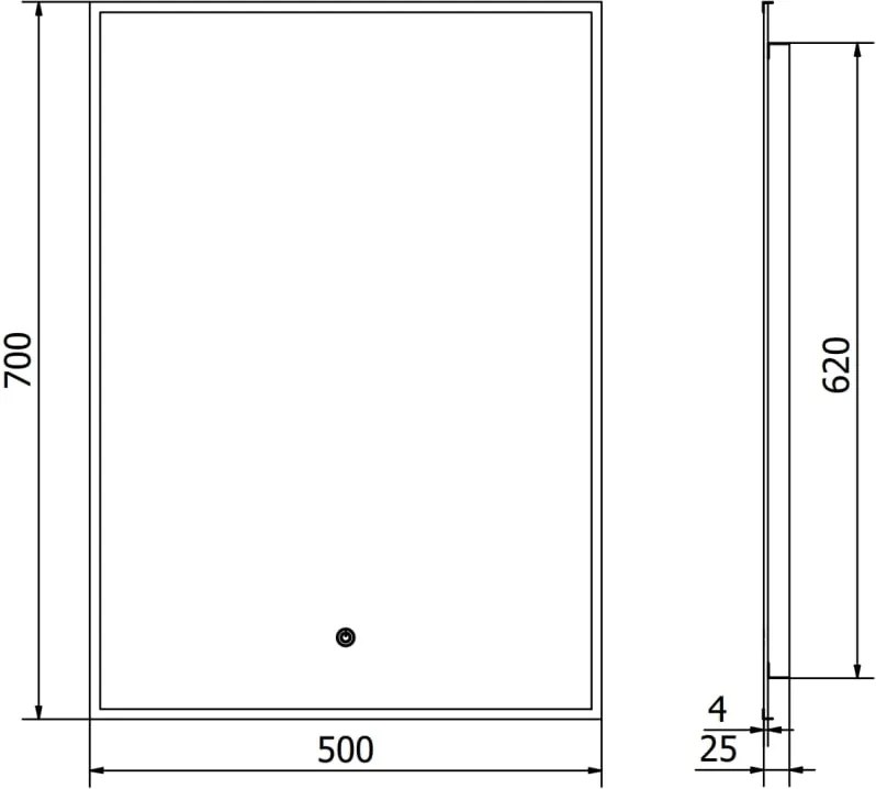 Mexen Erma lustro łazienkowe podświetlane 50 x 70 cm, LED 6000K, antypara, rama czarna - 9814-050-070-611-70