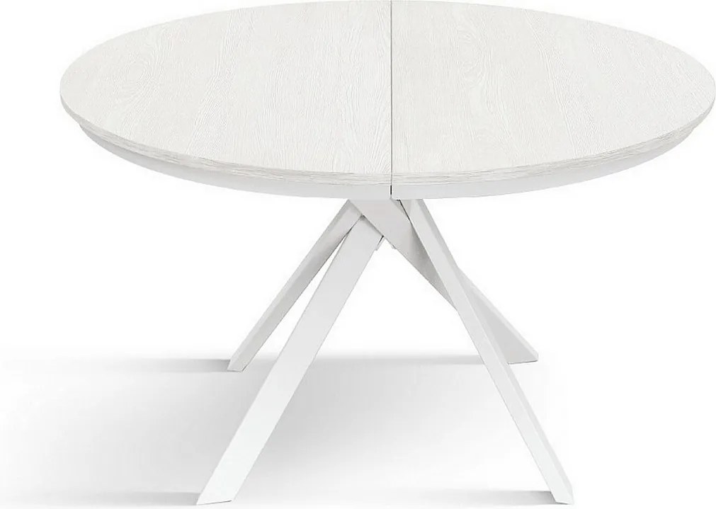 Stół okrągły biały jesion, białe metalowe nogi 120-170cm - PANTELLERIA
