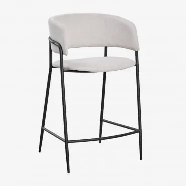Wysoki Taboret Tapicerowany Nalon ↑65 Cm & Czarny & Tkaniny Distressed White - Sklum